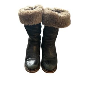 Frye Valerie black leather Shearling boots